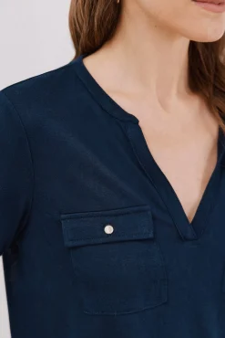 Mujer Cortefiel Camisetas>Camiseta cuello mao efecto lino