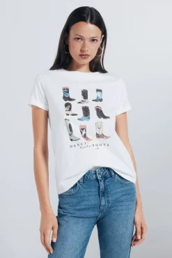 Mujer Springfield Camisetas>Camiseta "Dancing boots"