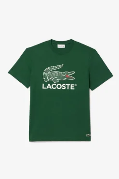 Hombre Lacoste Camisetas>Camiseta de algodón con estampado Signature