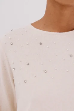 Mujer Cortefiel Camisetas>Camiseta detalle perlas y strass