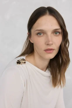 Mujer Pedro del Hierro Camisetas>Camiseta drapeada con broche