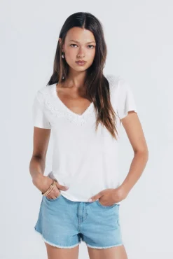 Mujer Springfield Camisetas>Camiseta escote crochet