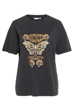 Mujer Vila Camisetas>Camiseta estampada de algodón orgánico