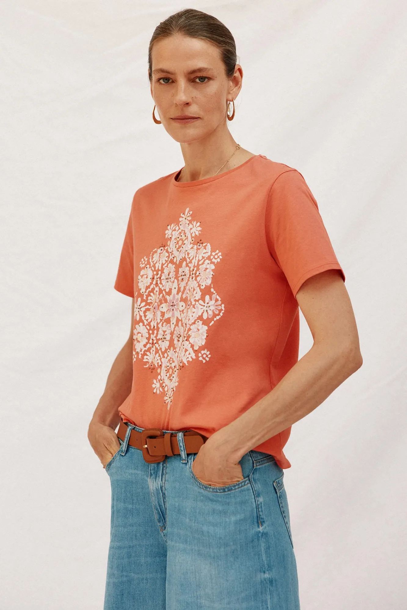 Mujer Cortefiel Camisetas>Camiseta estampado posicional