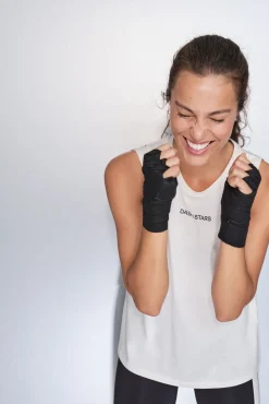 Mujer Dash and Stars Deporte|Camisetas>Camiseta halter sin mangas algodón blanca