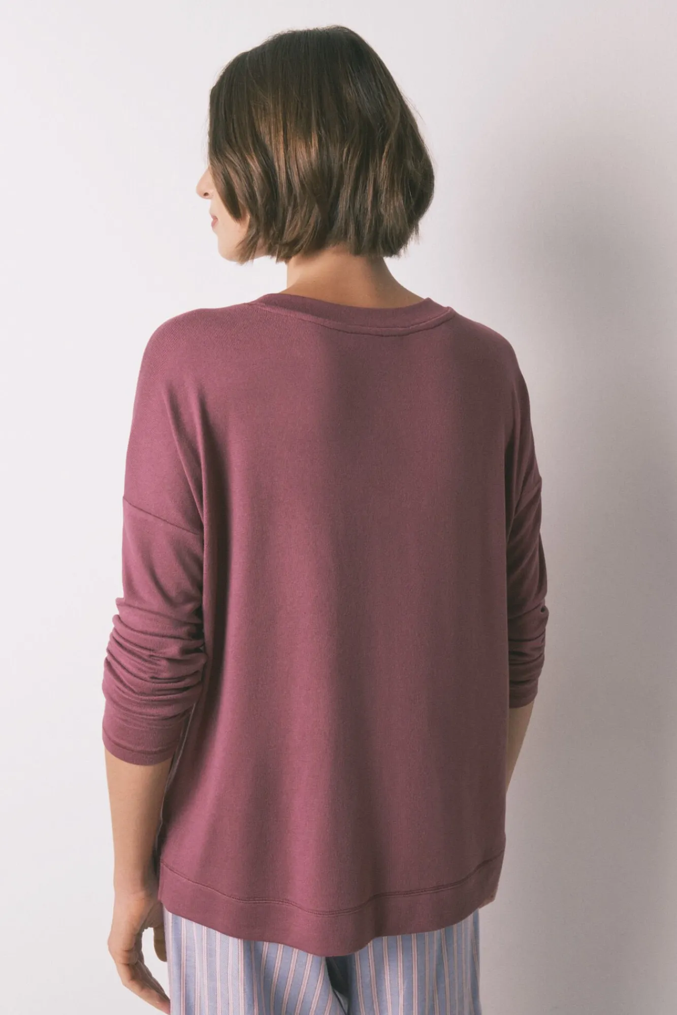 Mujer Women'secret Camisetas>Camiseta holgada manga larga granate