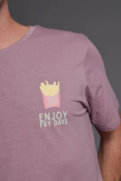 Hombre Cloking Camisetas>Camiseta Lavada Burdeos Fooders