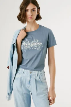Mujer Pepe Jeans Camisetas>Camiseta Logo Floral Estampado