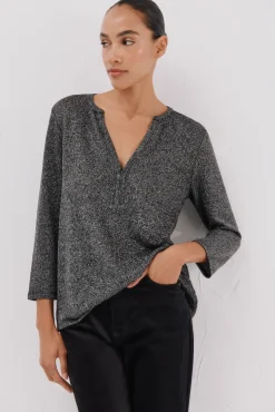 Mujer Cortefiel Camisetas>Camiseta lurex cuello mao