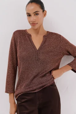 Mujer Cortefiel Camisetas>Camiseta lurex cuello mao