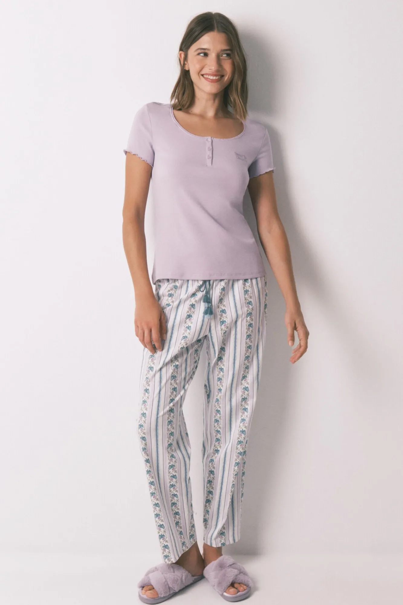 Mujer Women'secret Camisetas>Camiseta manga corta algodón lila