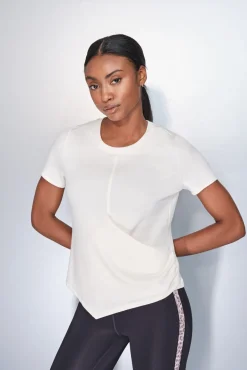 Mujer Dash and Stars Deporte|Camisetas>Camiseta manga corta blanco drapeado