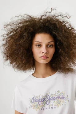 Mujer Pepe Jeans Camisetas>Camiseta manga corta con logo frontal con motivos florales
