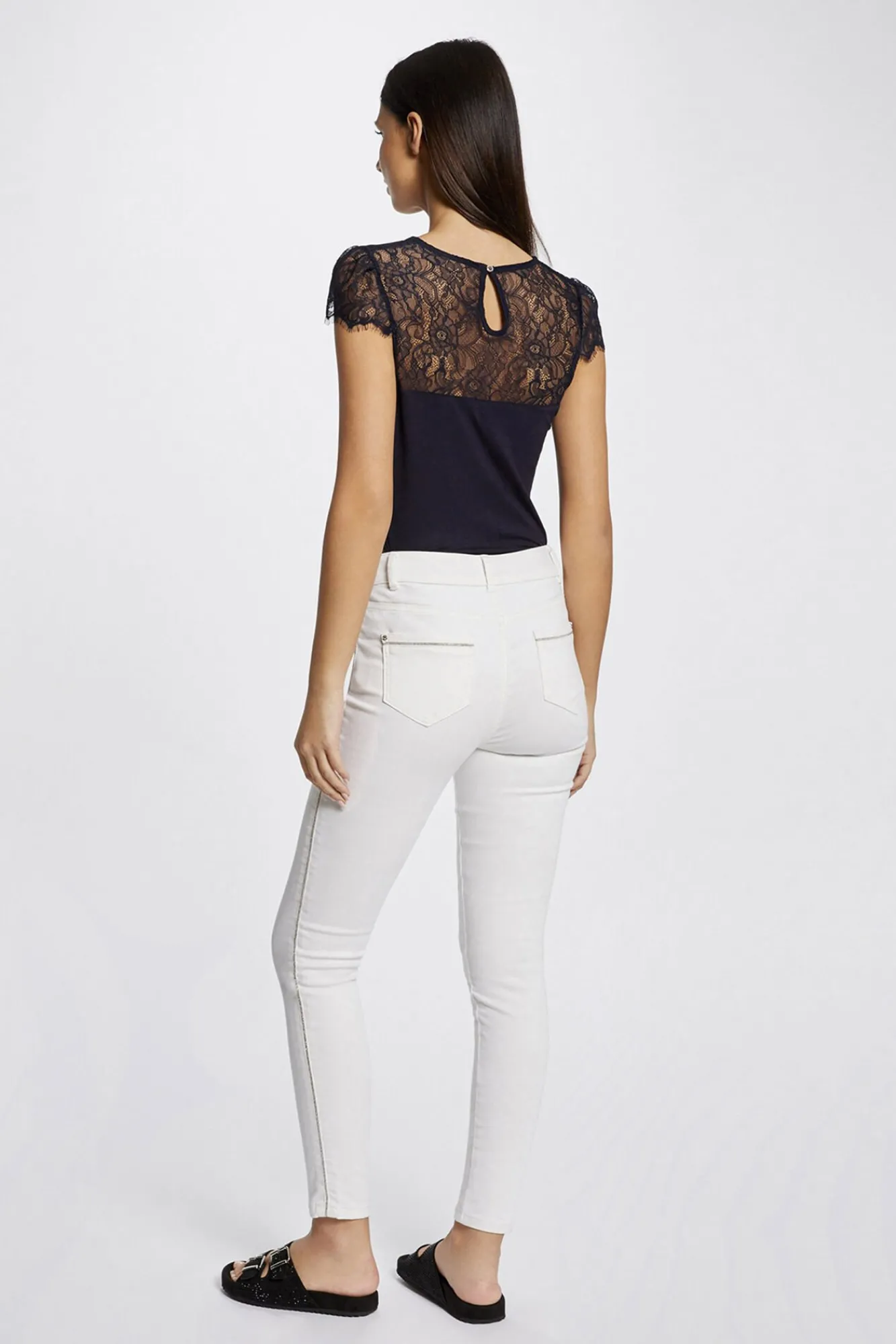 Mujer Morgan Camisetas>Camiseta manga corta con encaje