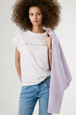 Mujer Pepe Jeans Blusas>Camiseta manga corta con logo recto frontal