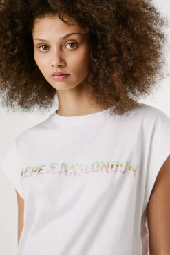 Mujer Pepe Jeans Blusas>Camiseta manga corta con logo recto frontal