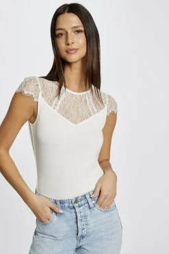 Mujer Morgan Camisetas>Camiseta manga corta con encaje