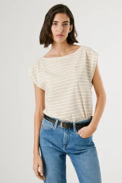 Mujer Pepe Jeans Camisetas>Camiseta manga corta de rayas con abertura trasera