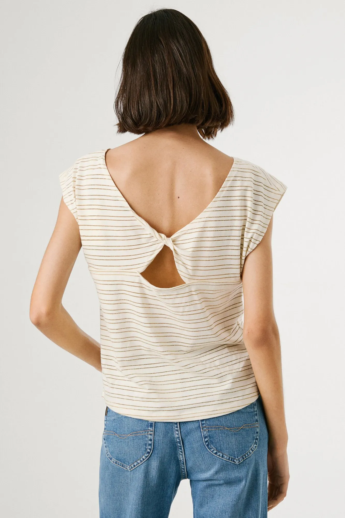 Mujer Pepe Jeans Camisetas>Camiseta manga corta de rayas con abertura trasera