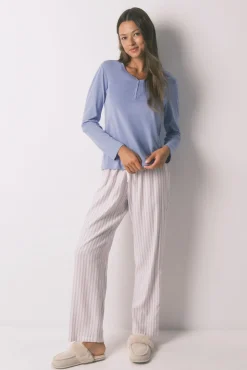 Mujer Women'secret Camisetas>Camiseta manga larga algodón perchado lila