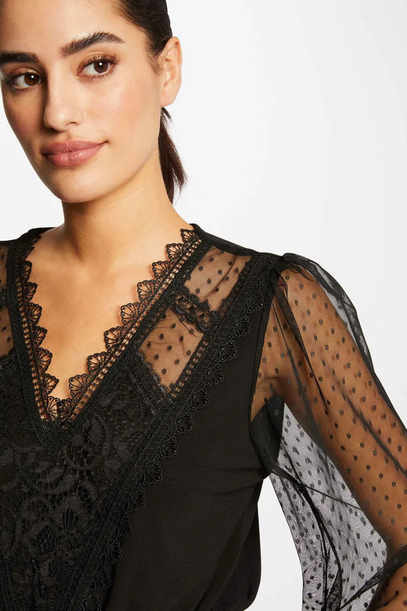 Mujer Morgan Camisetas>Camiseta manga larga con plumeti