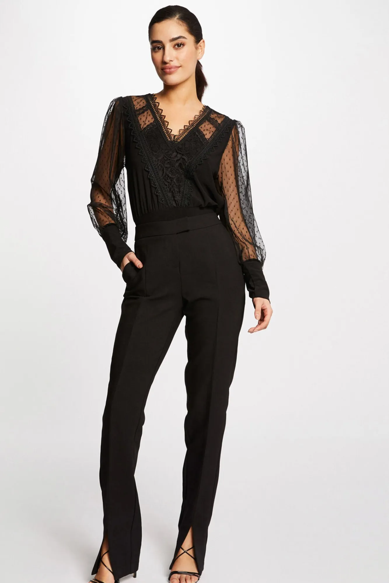 Mujer Morgan Camisetas>Camiseta manga larga con plumeti