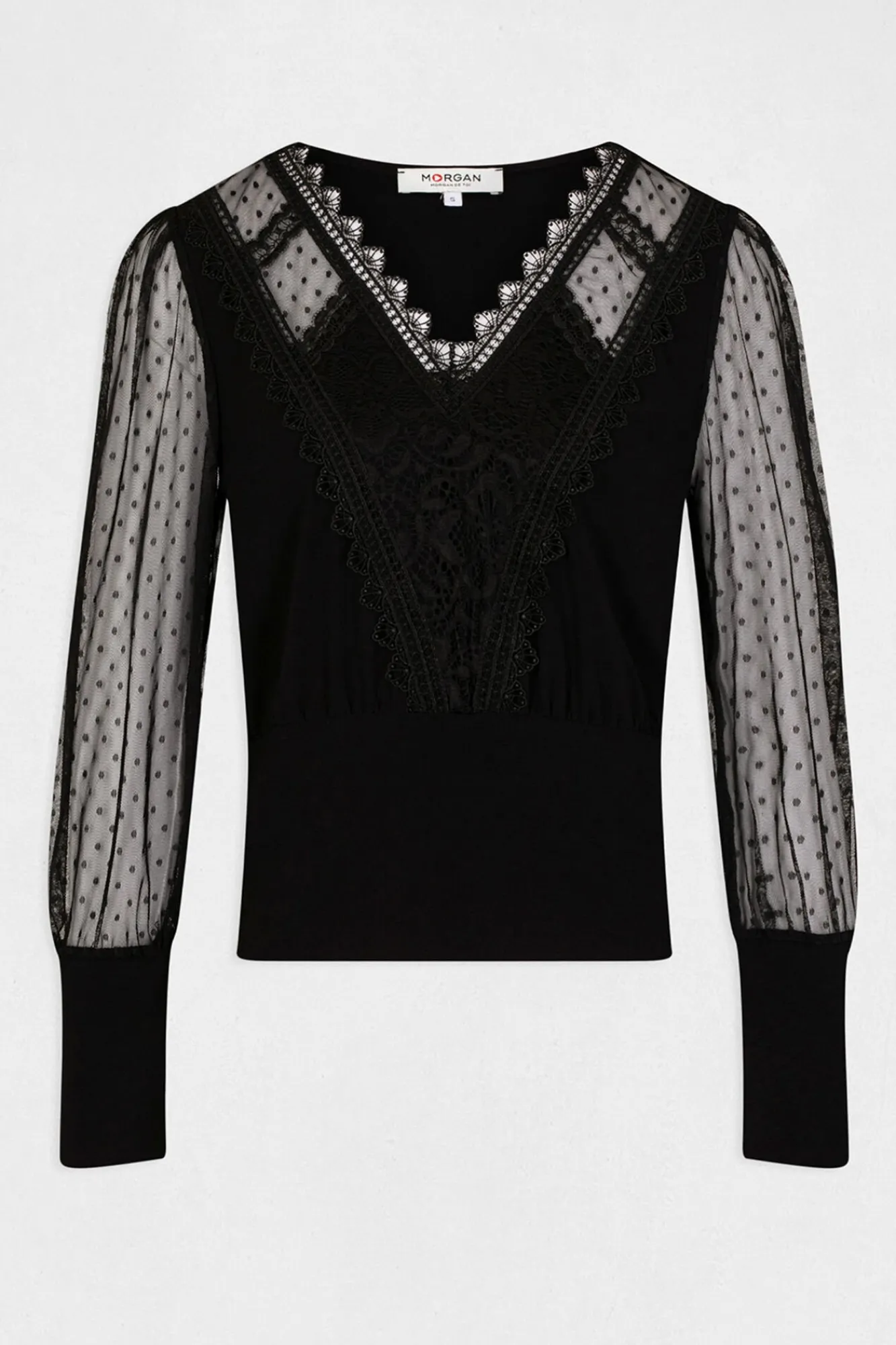 Mujer Morgan Camisetas>Camiseta manga larga con plumeti