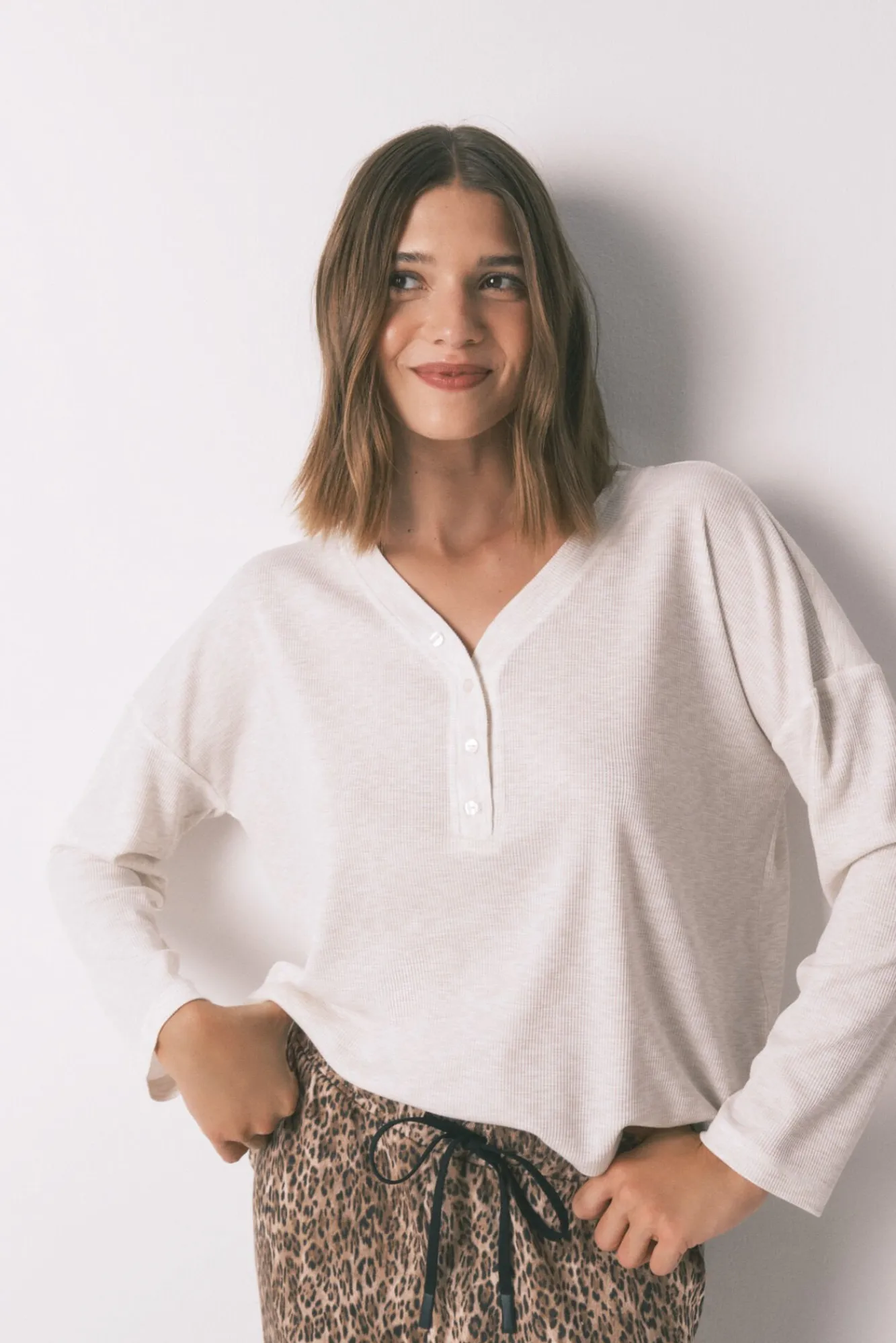 Mujer Women'secret Camisetas>Camiseta manga larga waffle