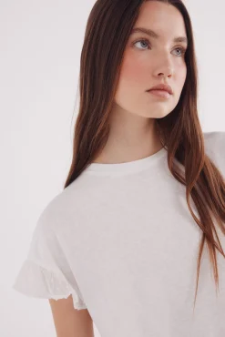 Mujer Springfield Camisetas>Camiseta manga volante plumeti