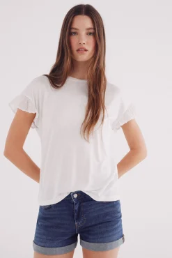 Mujer Springfield Camisetas>Camiseta manga volante plumeti