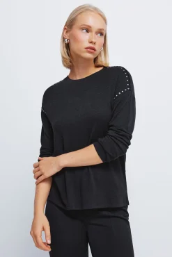 Mujer Springfield Camisetas>Camiseta punto cortado tachas