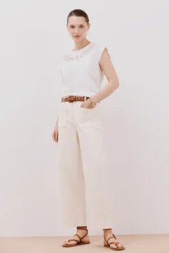 Mujer Cortefiel Camisetas>Camiseta sin mangas estampada y bordada