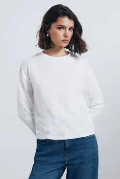 Mujer Springfield Camisetas>Camiseta tachas