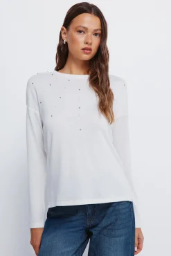 Mujer Springfield Camisetas>Camiseta tachas posicionadas