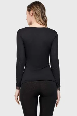Mujer Gisela Camisetas>Camiseta termal cuello pico con encaje
