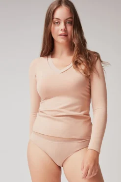 Mujer Gisela Camisetas>Camiseta térmica escote pico