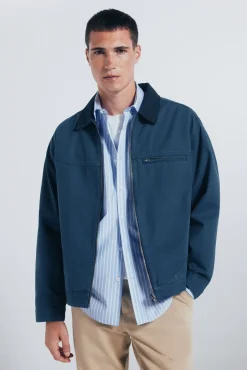 Hombre Springfield Chaquetas>Cazadora algodón lavada contraste