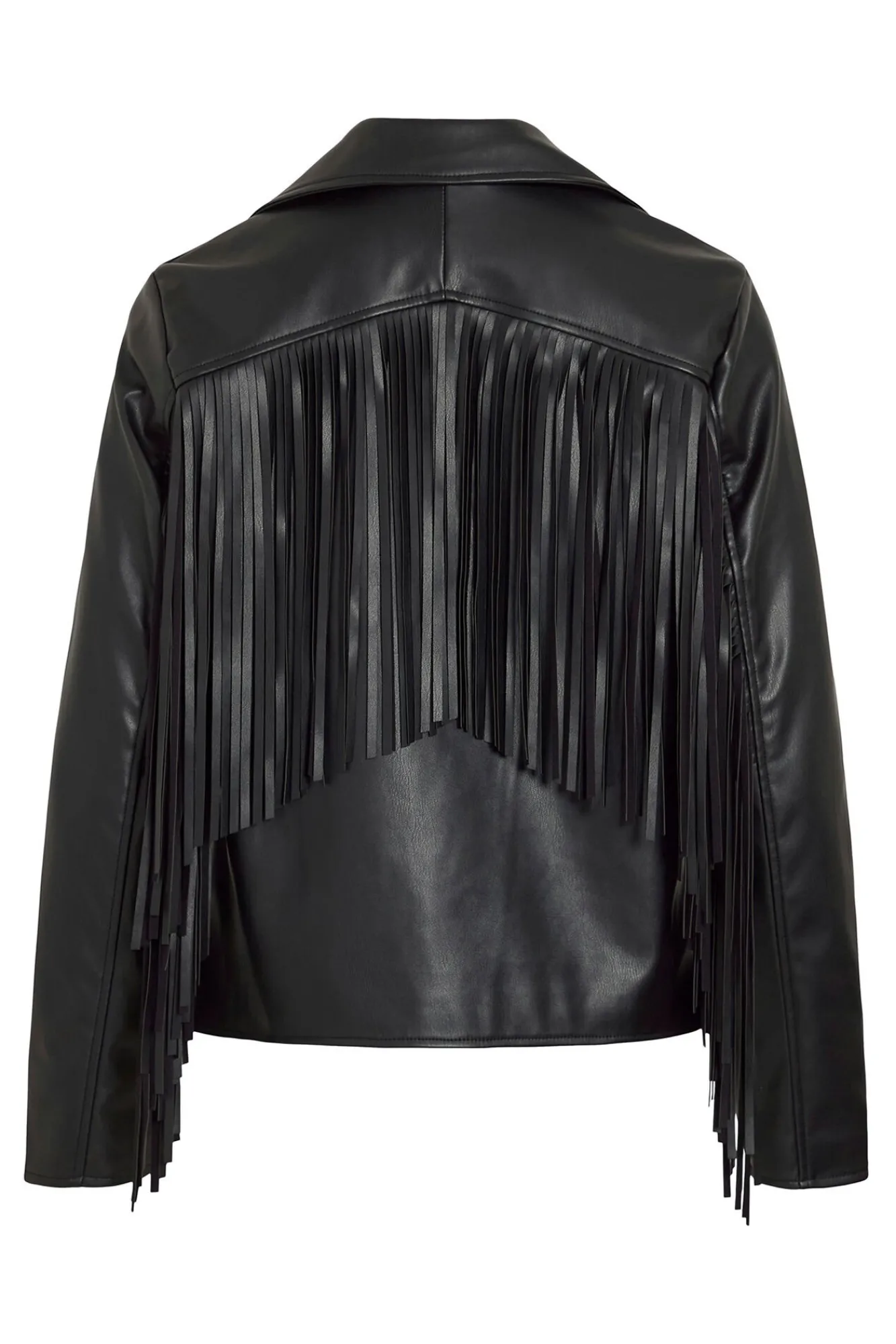 Mujer Vila Chaquetas>Cazadora biker de polipiel con flecos