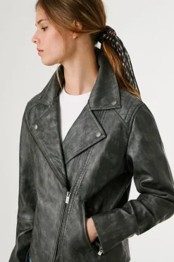 Mujer Pepe Jeans Chaquetas>Cazadora Biker Efecto Piel