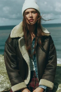 Mujer Springfield Chaquetas|Abrigos>Cazadora doble faz cuello pelo