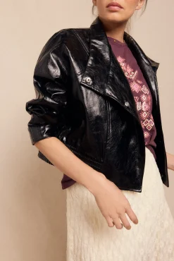 Mujer Slowlove Chaquetas>Cazadora efecto piel brillo