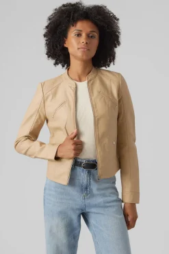 Mujer Vero Moda Chaquetas>Cazadora efecto piel cuello Perkins