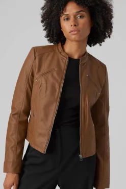 Mujer Vero Moda Chaquetas>Cazadora efecto piel cuello Perkins