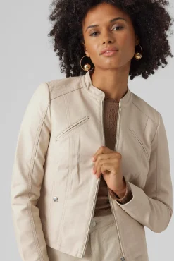 Mujer Vero Moda Chaquetas>Cazadora efecto piel cuello Perkins