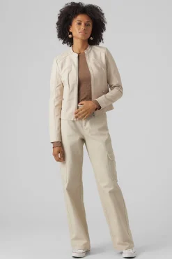 Mujer Vero Moda Chaquetas>Cazadora efecto piel cuello Perkins