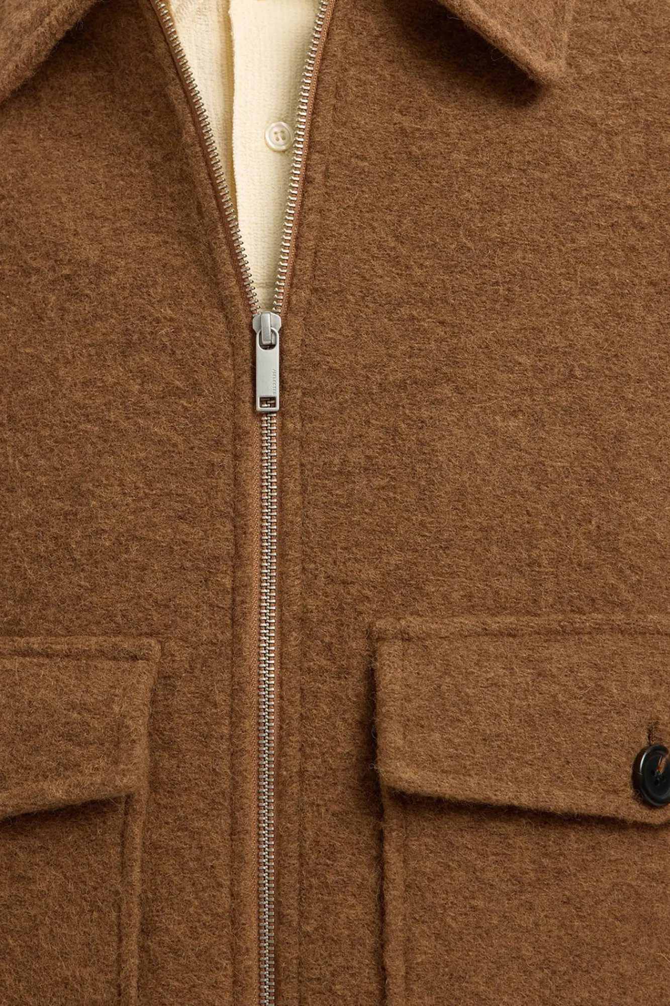 Hombre Selected Chaquetas>Cazadora lana corta con cremallera