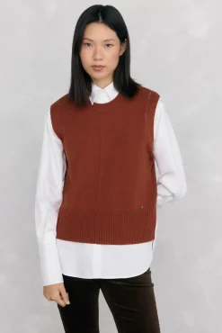 Mujer Pedro del Hierro Jerséis>Chaleco de punto lana calados