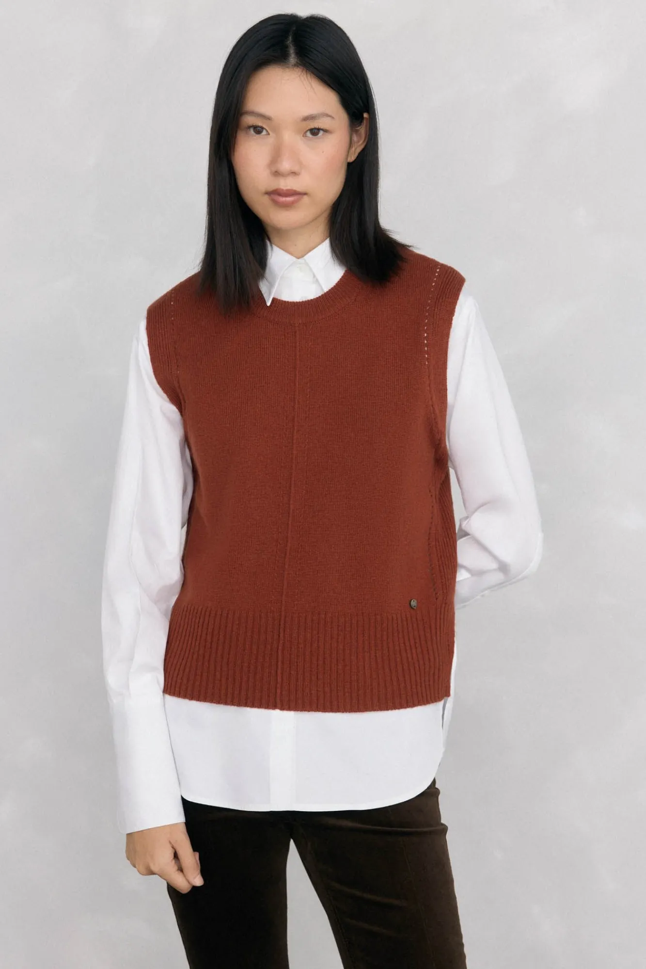 Mujer Pedro del Hierro Jerséis>Chaleco de punto lana calados