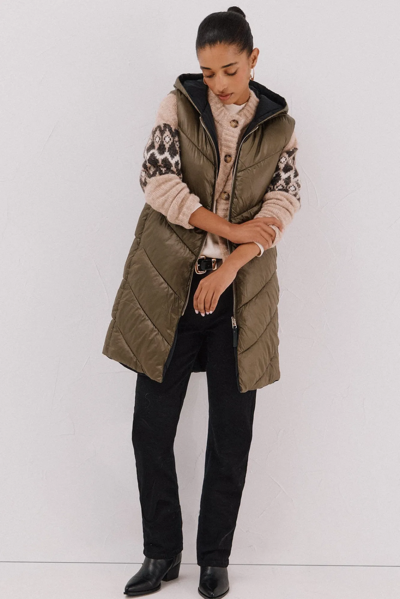 Mujer Cortefiel Chalecos|Abrigos>Chaleco largo reversible