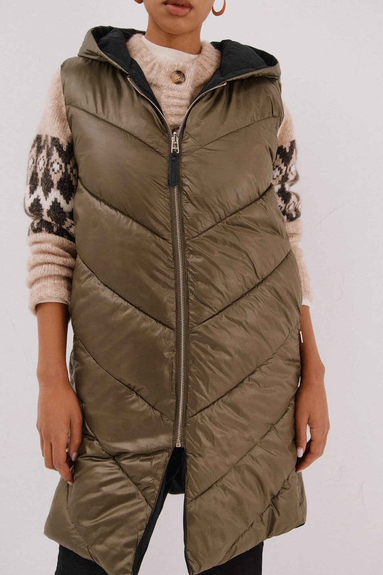 Mujer Cortefiel Chalecos|Abrigos>Chaleco largo reversible